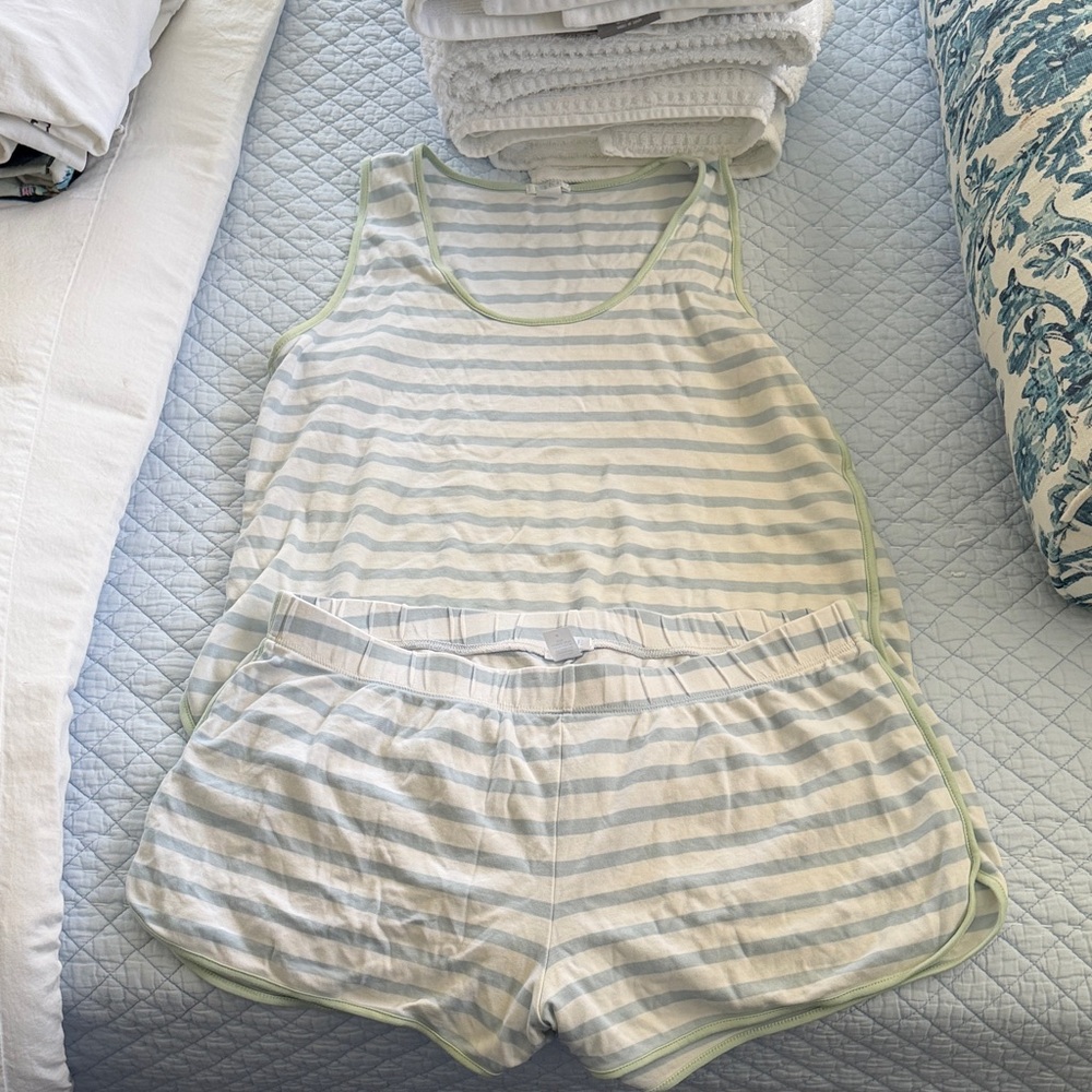 Striped Pajama Set in Blue and White